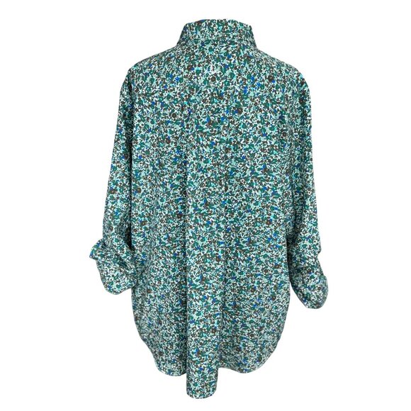 Lands End Womens Plus Size Floral Button-Down Shirt 1X 16W-18W - Picture 3 of 13